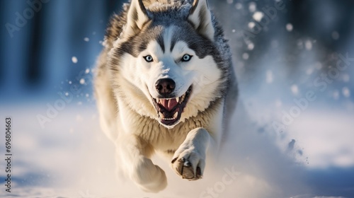 Husky Sled Dog Showing Speed And Energy In A Race © Ян Заболотний