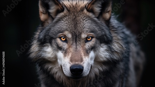 Majestic Portrait Of A Gray Wolf Also Known As Canis Lupus