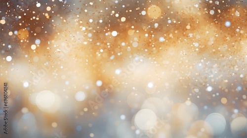 Winter Abstract Blurred Bokeh With Falling Snowflakes