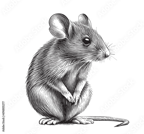 Cute mouse hand drawn sketch illustration Wild rodents photo