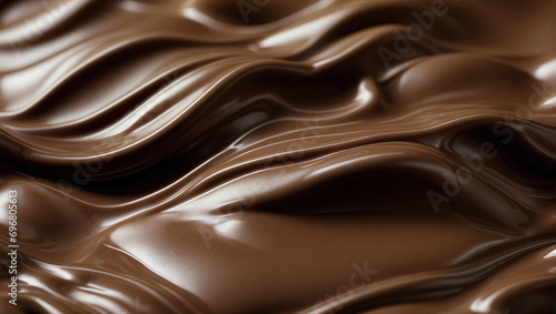 Delicious melting chocolate texture background. Close-up