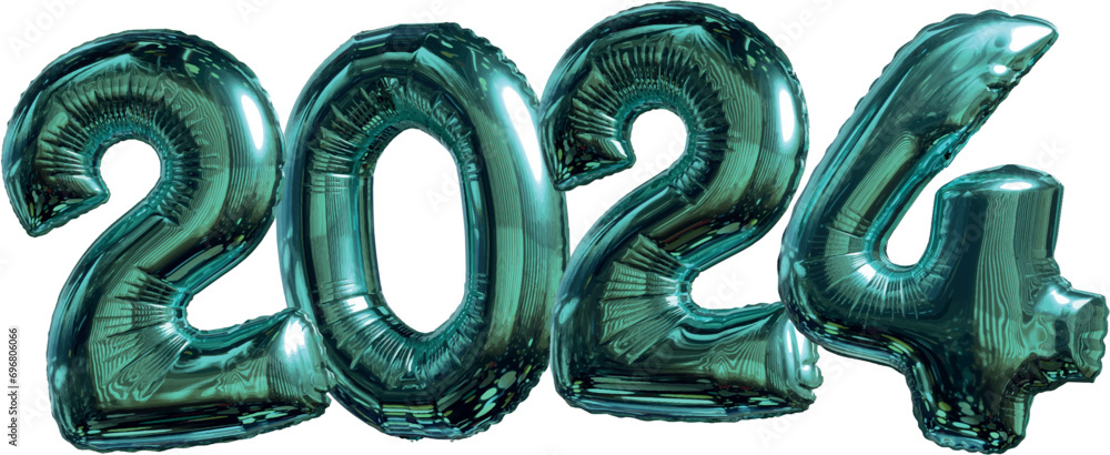 Shiny teal-colored balloon numbers of the year 2024 isolated on transparent background. Vertical dimensions, mobile format. Shiny teal-colored balloon numbers of the year 2024 isolated on transparent background. Vertical dimensions, mobile format.