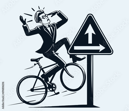 Ride a bicycle without violating traffic rules, wearing protective equipment and without risking your life. Vector illustration