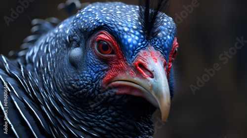 close up head of Helmeted guineafowl photo