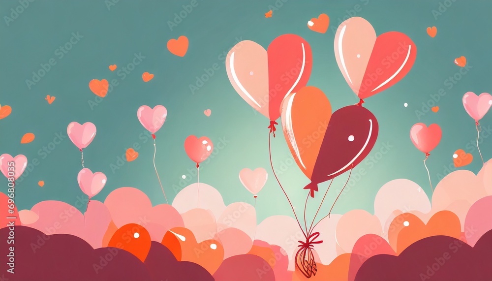 hearts shaped balloons valentine background generative ai