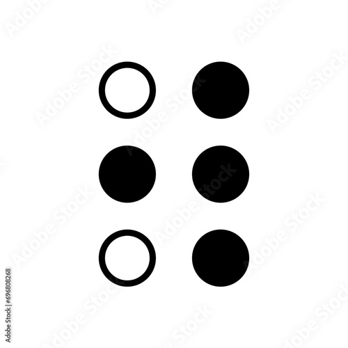Braille alphabet letters. A Tactile Writing System for the Visually Impaired