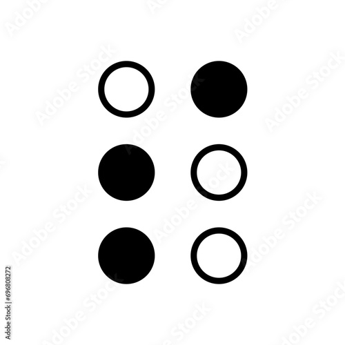 Braille alphabet letters. A Tactile Writing System for the Visually Impaired
