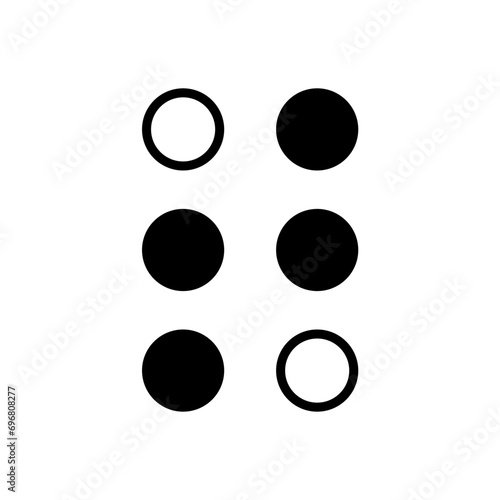 Braille alphabet letters. A Tactile Writing System for the Visually Impaired