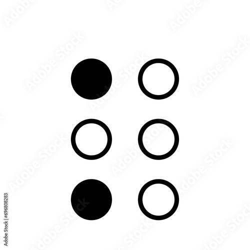 Braille alphabet letters. A Tactile Writing System for the Visually Impaired