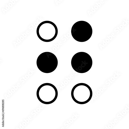 Braille alphabet letters. A Tactile Writing System for the Visually Impaired