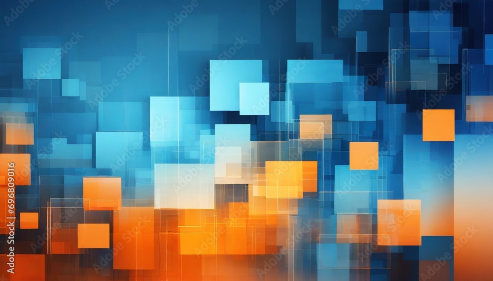 abstract blue and orange background with squares generative ai