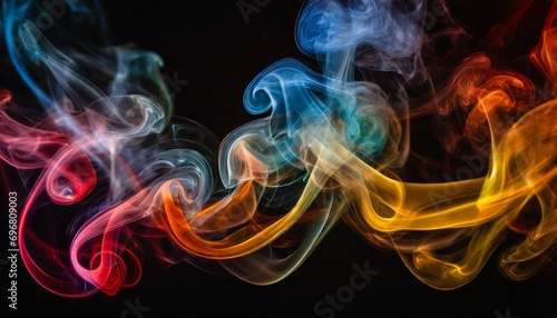 multicolored smoke swirls on a black background generative ai