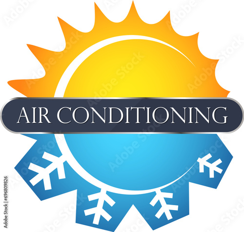 Sun and snowflake, symbol of air conditioning and heating at home