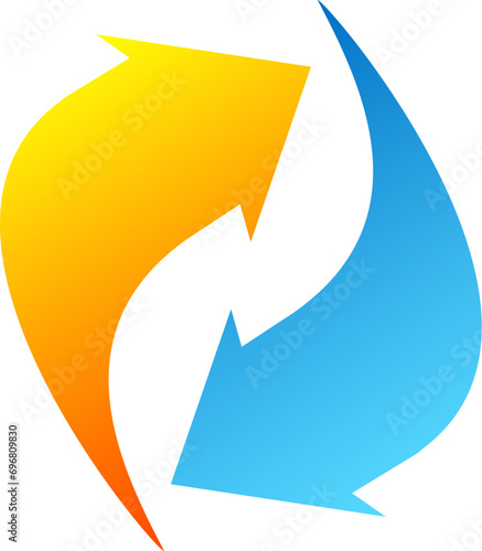 Arrows red and blue, symbol of heating and air conditioning at home