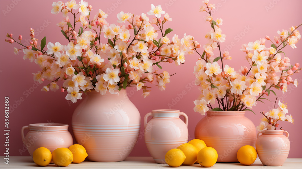 Cherry Blossoms and Ceramics with Lemons