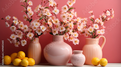 Cherry Blossoms and Ceramics with Lemons