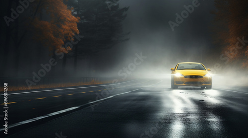 Car highway fog