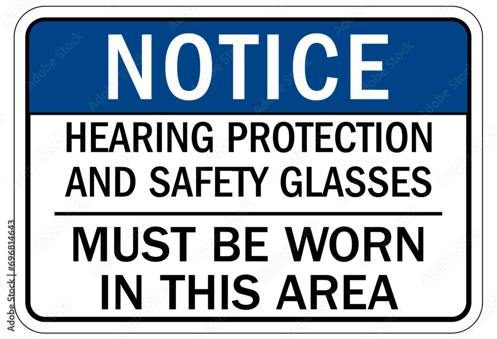 Hearing protection sign and labels