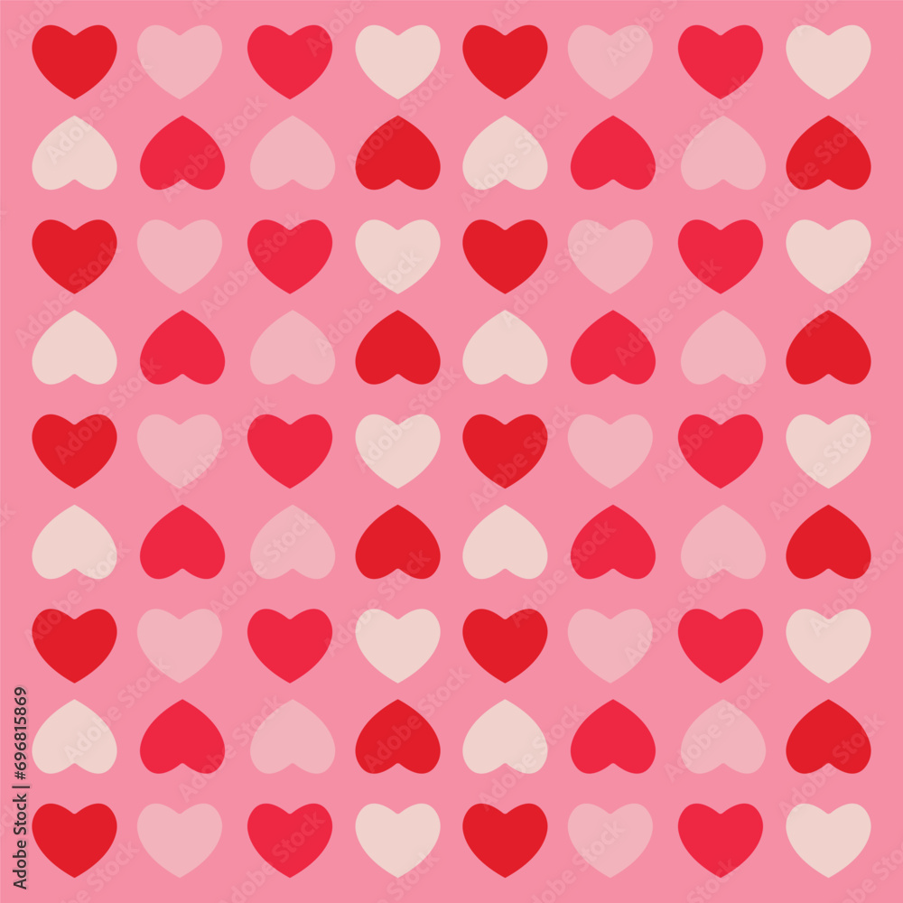 Seamless pattern Valentine's day concept. Vector illustration. red and pink paper hearts with frame on geometric background. Cute love sale banners or greeting cards
