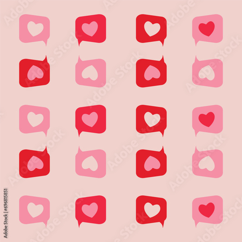 Seamless pattern Valentine's day concept. Vector illustration. red and pink paper hearts with frame on geometric background. Cute love sale banners or greeting cards
