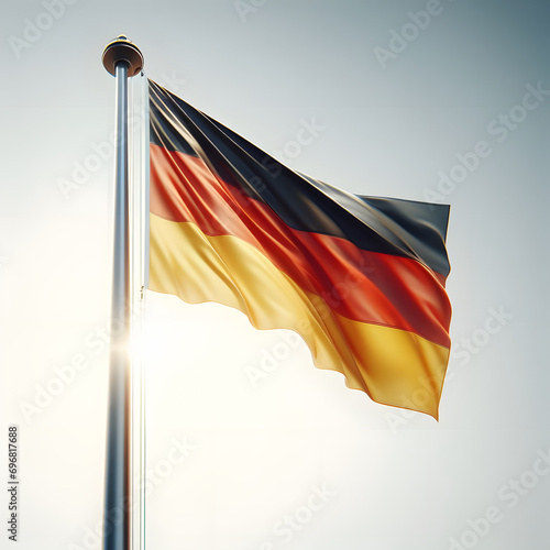 Germany flag, german flag waving, flag on a pole.