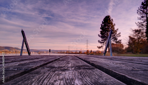 Bokeh Bootsübersetzungsanlage am Klingnauer Stausee