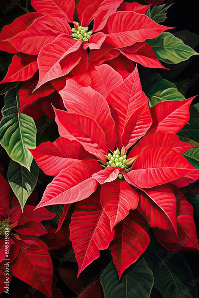 Poinsettia flower on dark background Poinsettia flower on dark background