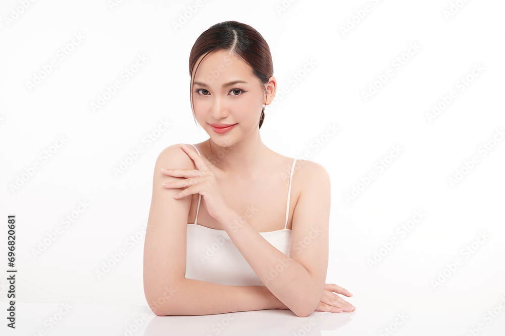 Beautiful young asian woman with clean fresh skin on white background, Face care, Facial treatment, Cosmetology, beauty and spa, Asian women portrait. Beautiful young asian woman with clean fresh skin on white background, Face care, Facial treatment, Cosmetology, beauty and spa, Asian women portrait.