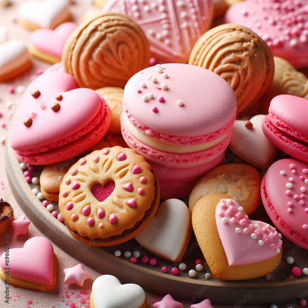 Heart-shaped macaroons Heart-shaped macaroons