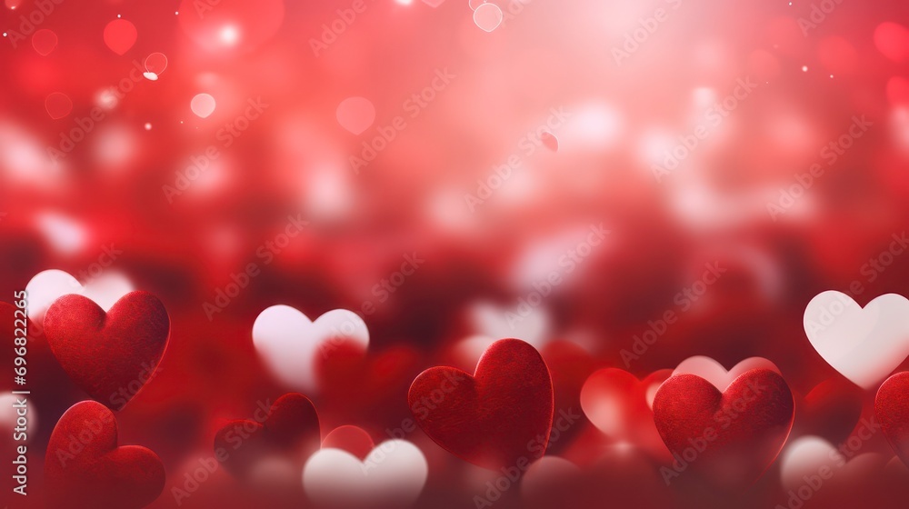Background with red and white hearts for Valentine's Day. Holiday illustration with a blurry focus. Background with red and white hearts for Valentine's Day. Holiday illustration with a blurry focus.