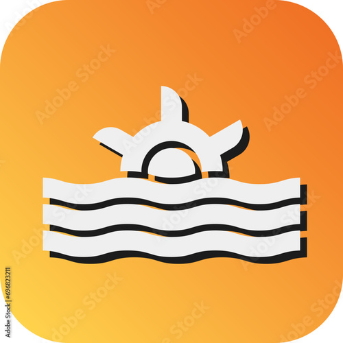 Tidal Power Vector Glyph Gradient Background Icon Design