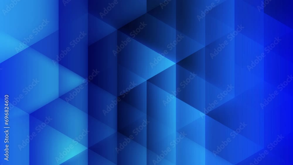 Abstract creative motion light burst and shadow on gradient blue triangle pattern geometric shape background. Video animation Ultra HD 4k footage.