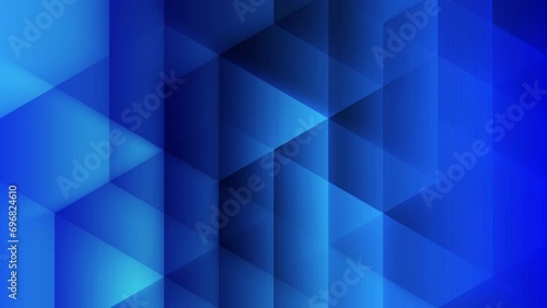 Abstract creative motion light burst and shadow on gradient blue triangle pattern geometric shape background. Video animation Ultra HD 4k footage.