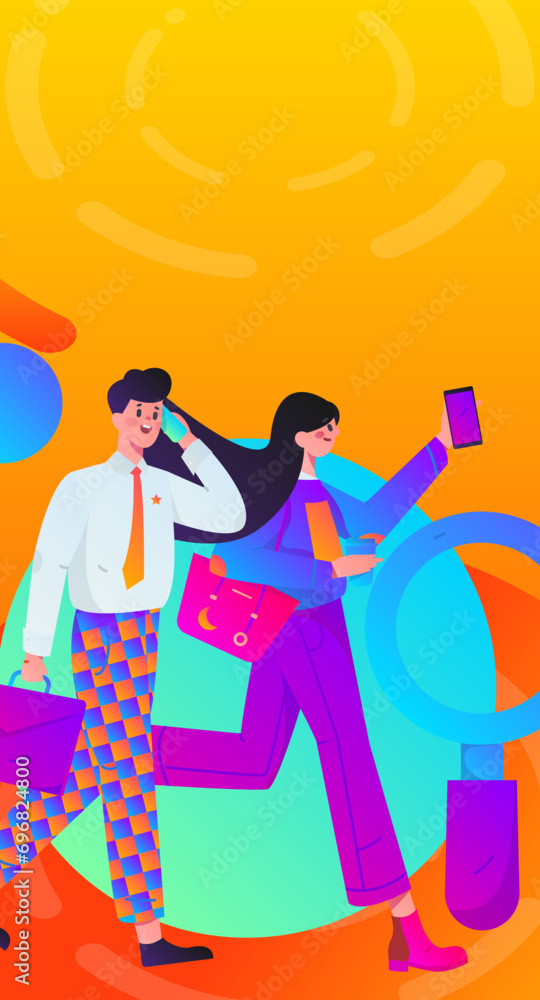 Flat vector illustration of business people operating work scene
Flat vector illustration of business people operating work scene