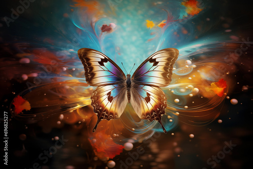 Gentle soul vision photo embodying creative image with butterfly. Generative AI