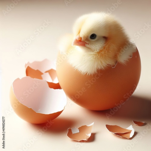 A little chick hatched from an egg. Generative AI