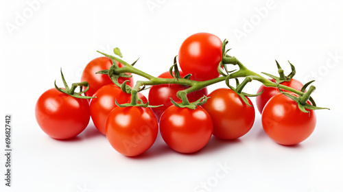 Bunch of fresh cherry tomatoes isolated on white background