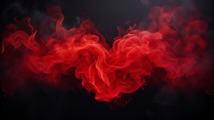 Red smoke on black background. Generative AI