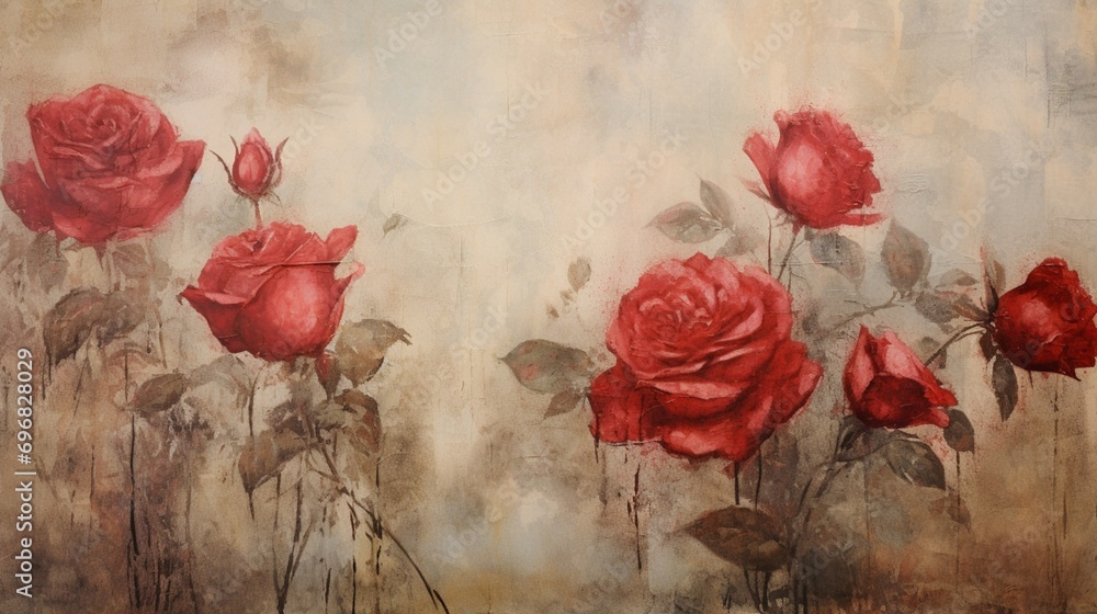 A collage of roses set against a vintage, weathered backdrop, evoking timeless romance