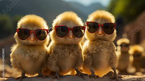 decoration chicks wearing sunglasses. Generative Ai