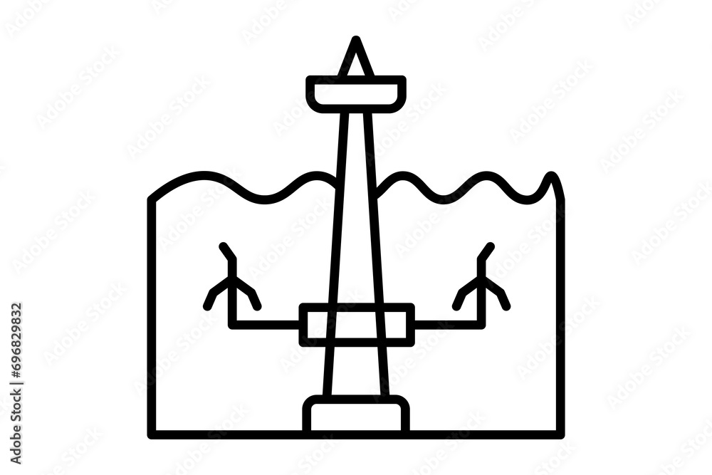tidal energy icon. icon related with energy and technological development . line icon style. Simple vector design editable tidal energy icon. icon related with energy and technological development . line icon style. Simple vector design editable