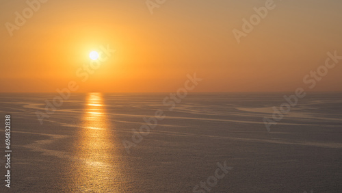 Bright beautiful sunrise or sunset at sea.Mallorca Island, Spain, Balearic Islands © Alexander