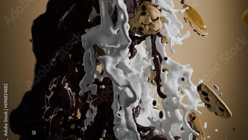 Liquid Falling on chocolate cookies photo