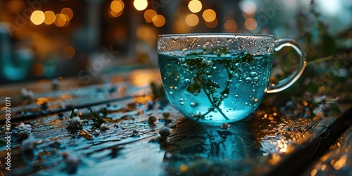 Unique Blue Tea Concept - Front View Magic - Fun and Refreshing Imagery - Quench Your Visual Thirst