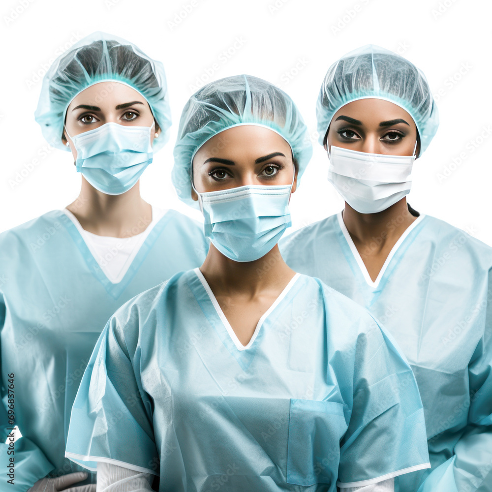 group of female doctor in mask group of female doctor in mask