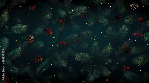 Christmas tree branches background, festive festive background