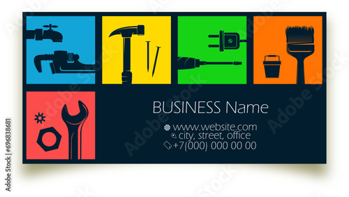Business card concept repair service and maintenance