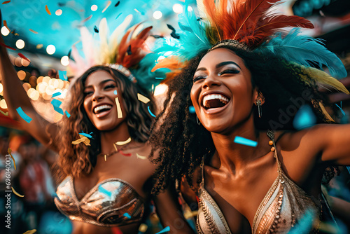 Young women dancing and enjoying the Carnival in Brazil