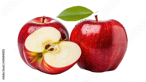 Organic Red Apple On Transparent Background