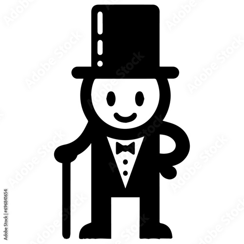 minimal carton funny character, Mr. Funny, vector silhouette, black color silhouette, white background